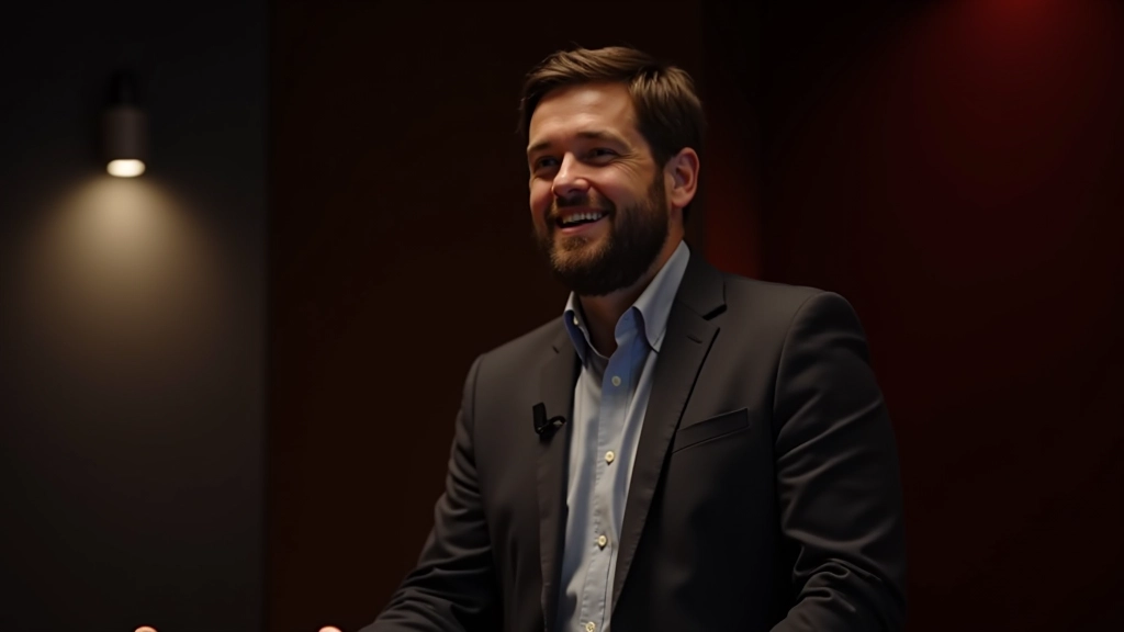 Spreker in intiem moment met publiek, oog contact en authentieke verbinding