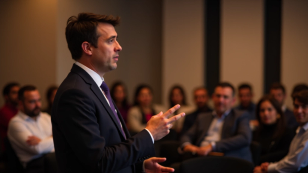 Spreker maakt oogcontact met het publiek